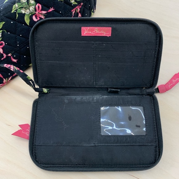 Vera Bradley retired design Black Floral New Hope large tote with Wallet - Picture 5 of 6